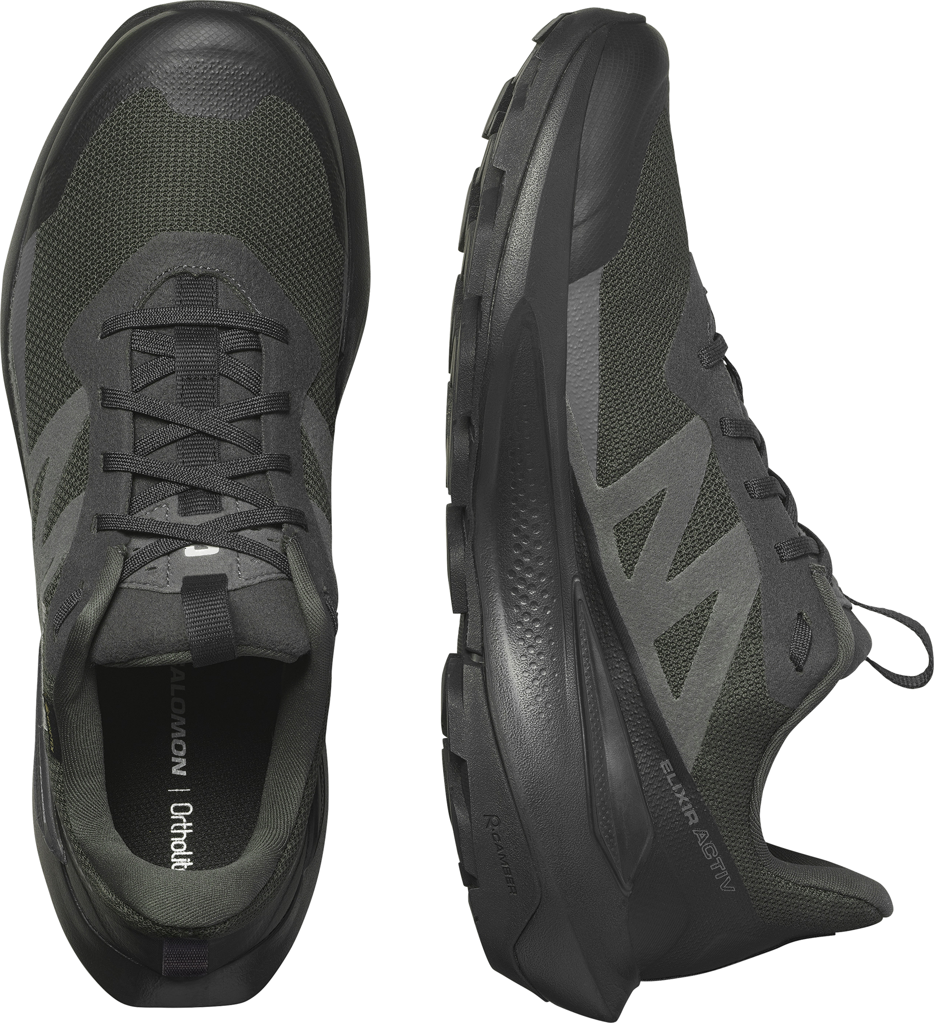 Outdoorschuh SALOMON "ELIXIR ACTIV GORE-TEX", Herren, Gr. 48, Textil, schwarz (phantom, schwarz, magnet), Synthetik, Textil, Schuhe Outdoorschuh, wasserdicht dank Gore-Tex Membrane phantom, schwarz, magnet 48, Textil