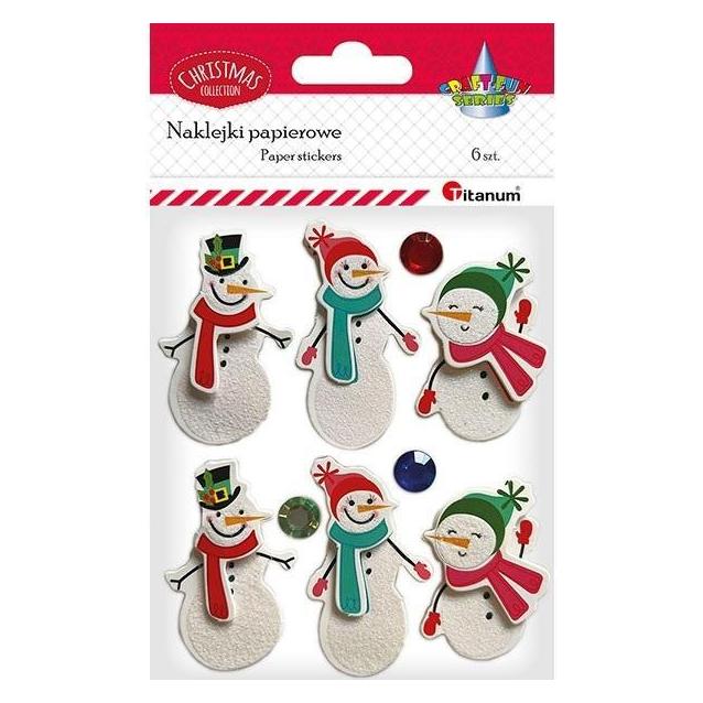 Titanum 3D Schneemänner Papieraufkleber 6 Stk (6 Sticker) (49020470)