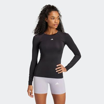 Funktionsshirt ADIDAS PERFORMANCE "TECHFIT TRAINING LONGSLEEVE", Damen, Gr. L, schwarz, Obermaterial: 83% Polyester, 17% Elasthan, Rundhals, Shirts Funktionsshirt, mit Rundhalsausschnitt, ohne Verschluss, aus Polyester