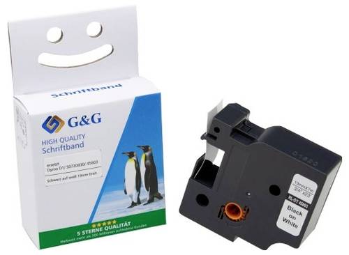 G&G BB-D-G-D1-45803 Kompatibel ersetzt DYMO 45803 Bandfarbe: Weiß Schriftfarbe: Schwarz 19 mm 7 m