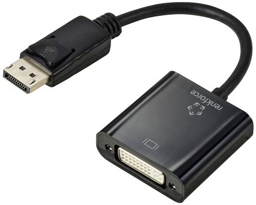 Renkforce RF-5771774 DisplayPort / DVI Adapter [1x DisplayPort Stecker - 1x DVI-Buchse 24+5pol.] Schwarz PVC-Mantel 15cm