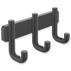 Hewi Serie 480 Hakenleiste 480.90.00260DC mit 3 Haken, pulverbeschichtet, schwarz matt
