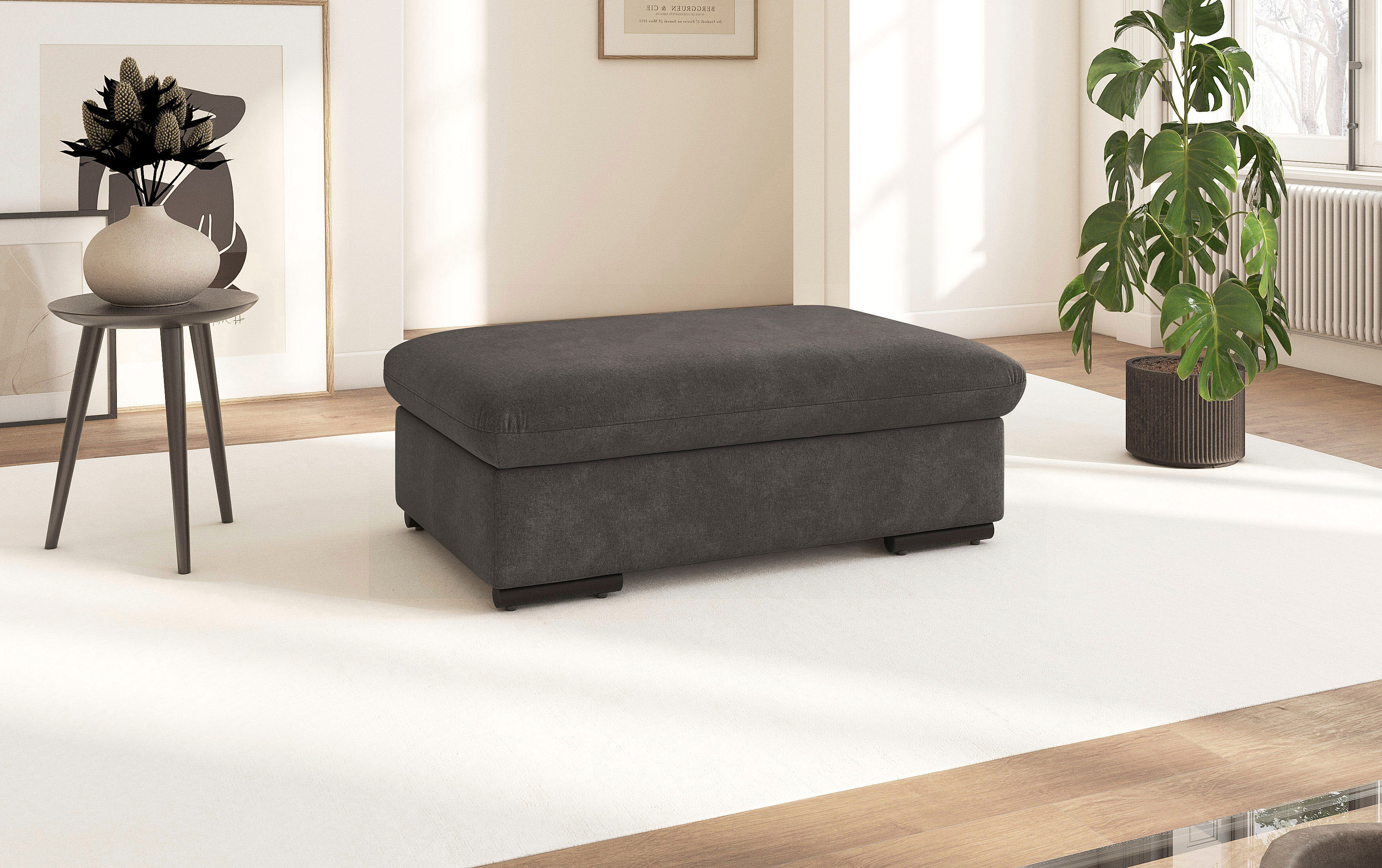 Polsterhocker SIT & MORE "Alcudia", grau (fango), B:101cm H:43cm T:68cm, 100% Polyester, Hocker, Polsterhocker