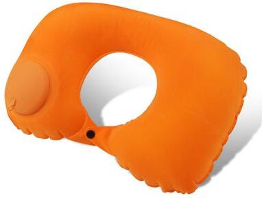 Shop Station Press Inflatable Travel Neck Pillow Portable U Shaped Airplane Neck Pillow With Ergonomic Neck Support orange