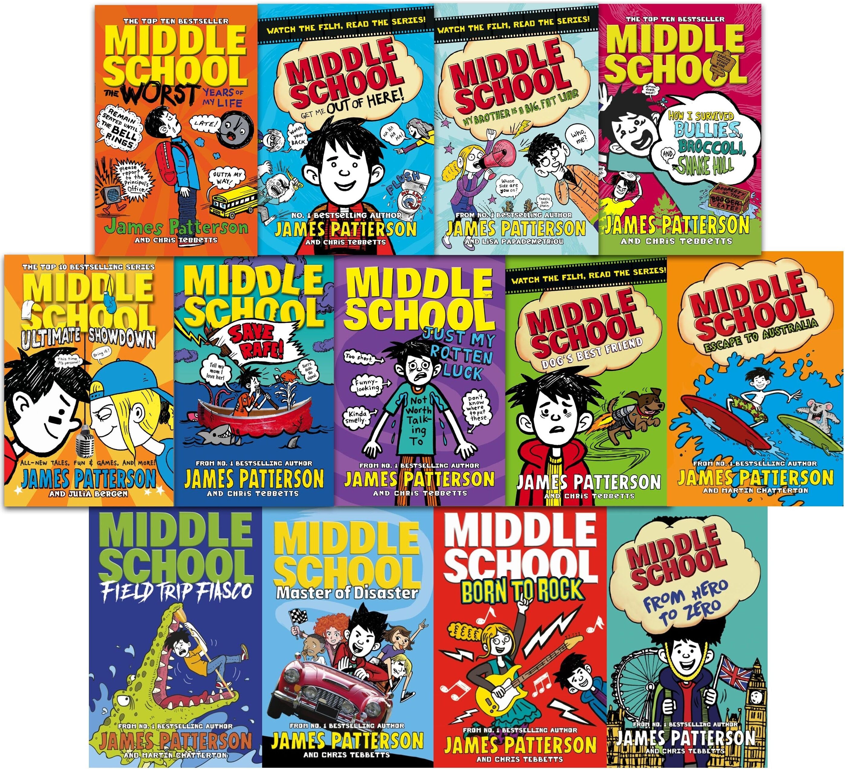 Arrow Middle School by James Patterson 13 Books Collection Set Escape to Australia, Field Trip Fiasco