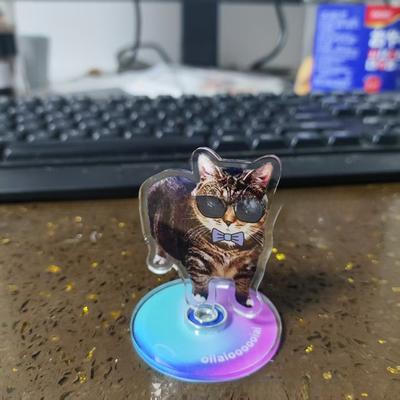 Discount Dollar Deals Cute Cat Acrylic Rotating Kitten Stand, Desk Decoration, Home Decor, Car, Motorcycle, Kids, Adults Gifts h 5cm