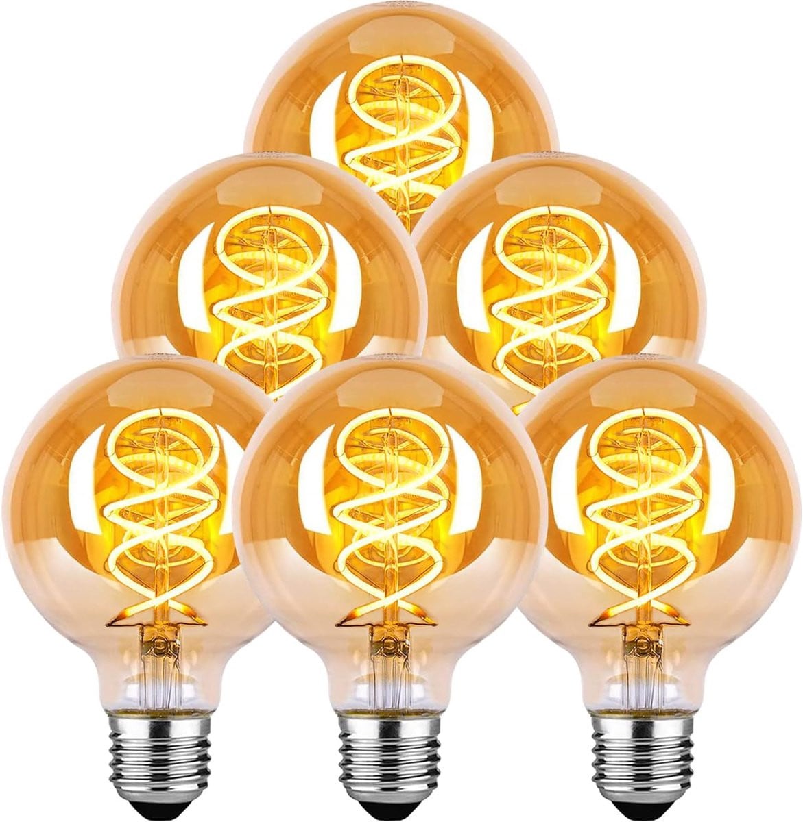 Set van 6 LED Vintage Edison Gloeilampen E27 4W Warm Wit Amber Dimbare G80 HPS