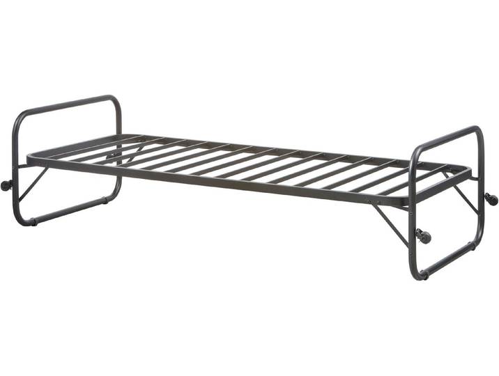 WOOOD Bettgestell Lucy Metallrahmen pulverbeschichtet zusammenklappbar, 206 x 96 x 57 cm, Eingeklappt 30 cm hoch, Tragkraft 150 kg, Matratzenmaß 90x200 cm