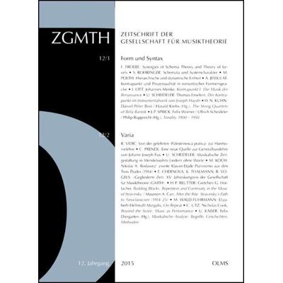 ZGMTH - Zeitschrift der Gesellschaft für Musiktheorie, 12. Jahrgang 2015 -