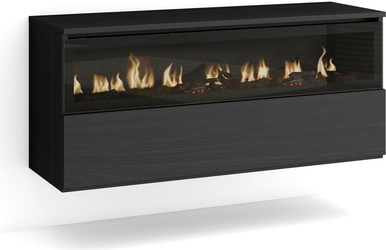 Elektrokamin LED, 102x35x45cm, 1 Öffnung, 1 Tür, Elektrokamin. Hängend, Schwarz
