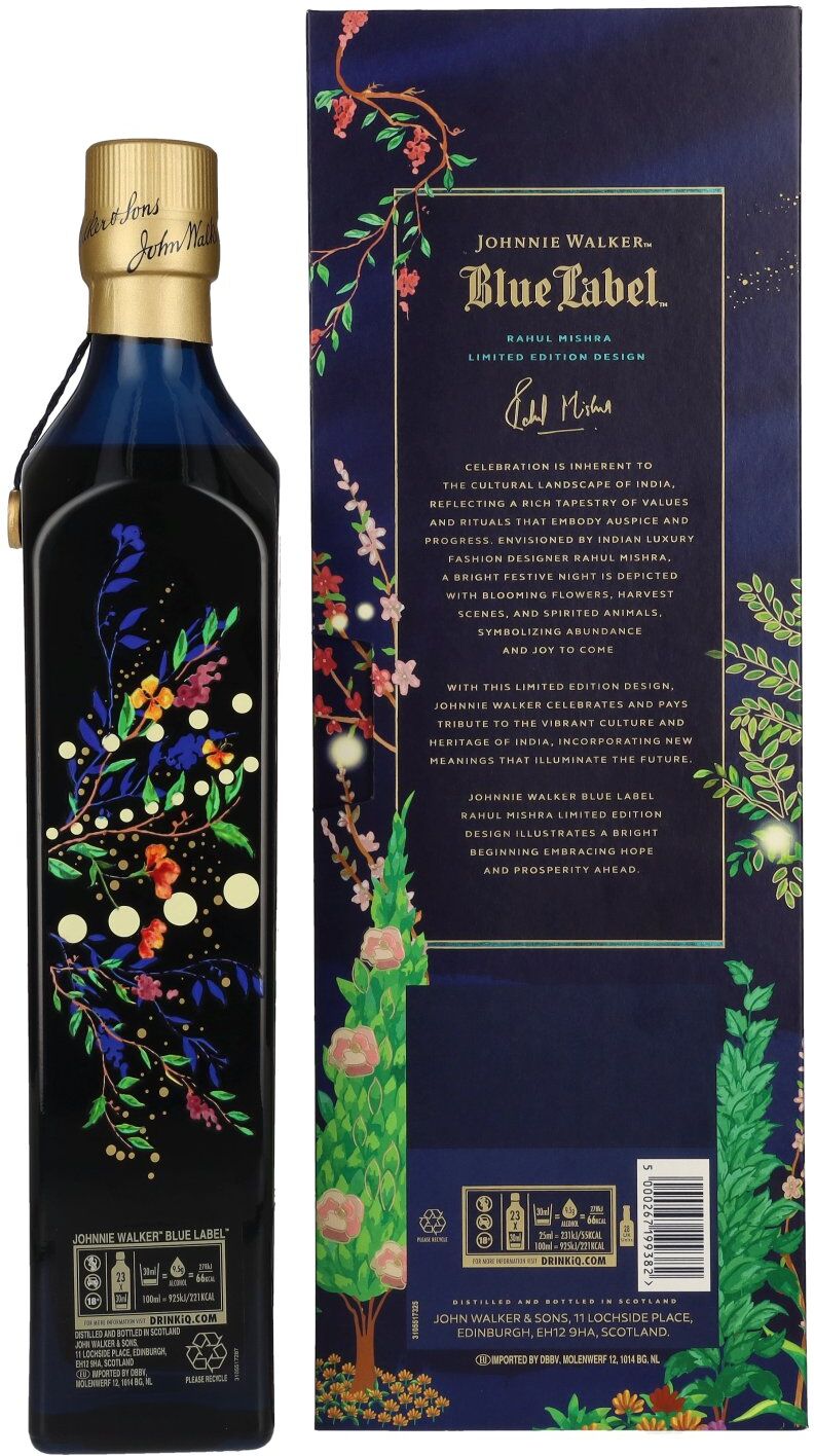 Johnnie Walker Blue Label Rahul Mishra Blended Scotch Whisky 40% Vol. 0,7l in Geschenkbox
