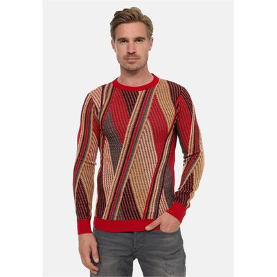 Strickpullover RUSTY NEAL, Herren, Gr. M, rot, 70% Polyacryl, 30% Baumwolle, mehrfarbig, normal, Rundhals, Pullover Strickpullover, im Colorblock-Design
