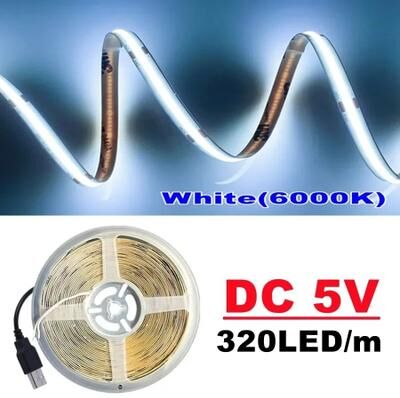 Uplift Picks Seamless USB COB LED Strip For Smooth Flexible Home Accent Lighting white (6000k) 4m