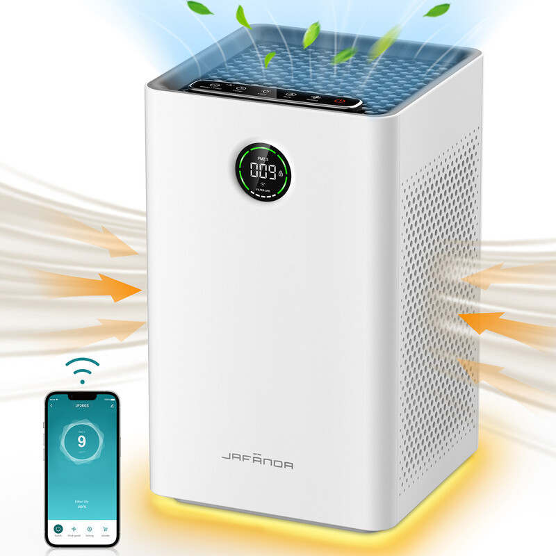 Jafända Luchtreiniger voor grote ruimtes met H13 True HEPA-filter en actieve kool, slimme wifi en Alexa-bediening
