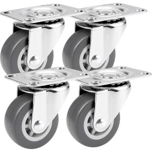 PRIOstahl Möbelrolle mit Anschraubplatte, 4 Stück, 40mm Ø, Tragkraft 105 kg, Lenkrolle aus TPE