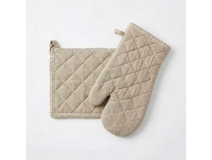 Topfhandschuhe HOME AFFAIRE Handschuh & Topflappen set beigetön , beige (natur), B:20cm L:20cm, Baumwolle, Topflappen, Topfhandschuhe