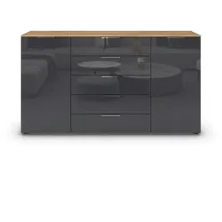 Kommode Flipp Glas Eiche/Basalt