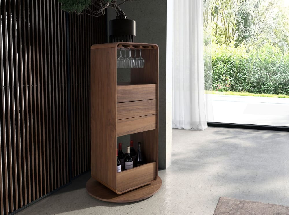 Angel Cerda Meuble bar pivotant effet bois noyer Marron 40x128x43cm