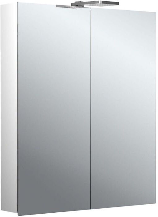 Emco flat 2 Style Aufputz-Lichtspiegelschrank 979706302 600x721mm, LED-Aufsatzleuchte, 2-türig, Aluminium
