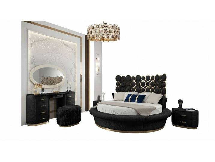 JVmoebel Rundbett Rundes Bett in Lederoptik mit elegantem Design für modernes Wohnen (1-tlg., Bett), Made in Europa