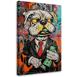 LEINWANDBILD Hund Dollar Pop Art 70x100cm