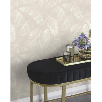 Papiertapete RASCH "mit exotischen Blättern", beige, B:0,53m L:10,05m, Papier, Tapeten, mit Palmenblättern
