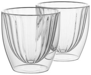 Elle Decor Ribbed Double Wall Coffee Cup Ribbed Glass Set of 2 Glass