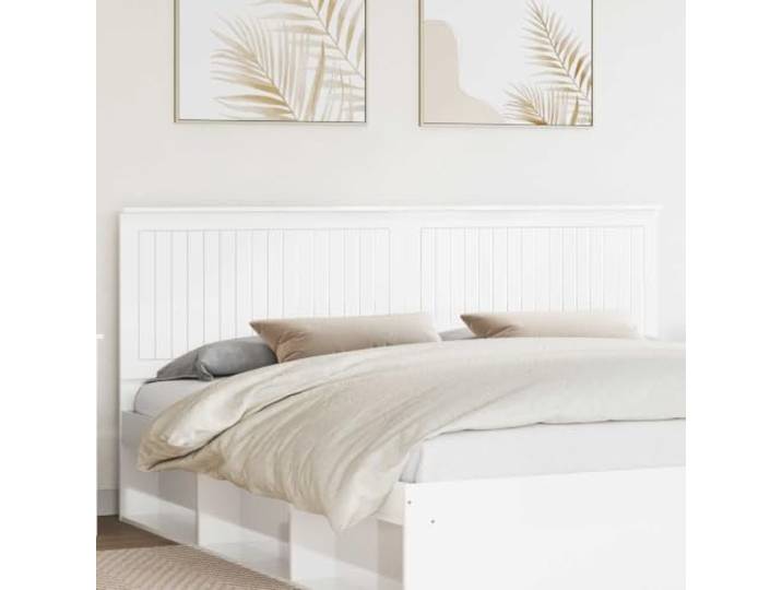 Modernes Holzbau-Kopfteil in Hochglanz Weiß mit einer Breite von 200 cm mit schlichtem und eleganten Design, für bequeme Rückenunterstützung beim Lesen oder