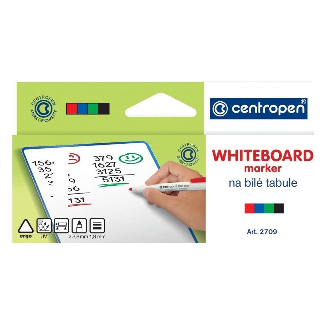 Centropen Marker 2709, schwarz, rot, blau, grün, 4stk, 1.8mm, abwischbar, Preis pro Stück (4x) (56517423)