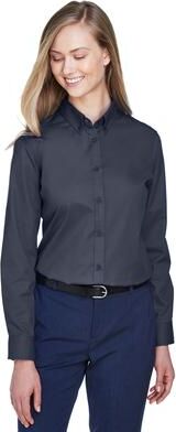 CORE365 78193 Women's Operate Twill Shirt in Carbon size Large   Cotton/Polyester Blend