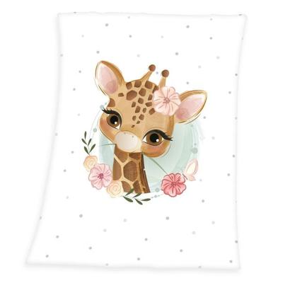 babybest® 1440228014 - Giraffe Microfaserflausch-Decke, 75 x 100 cm, 100% Polyester