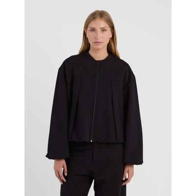 Bomberjacke GANG "94ELLA BOMBER", Damen, Gr. L, schwarz, Jersey, Obermaterial: 65% Viskose, 30% Polyamid, 5% Elasthan, unifarben, Ballonform hüftlang, Jacken Bomberjacke, aus schwerem Jerseystoff