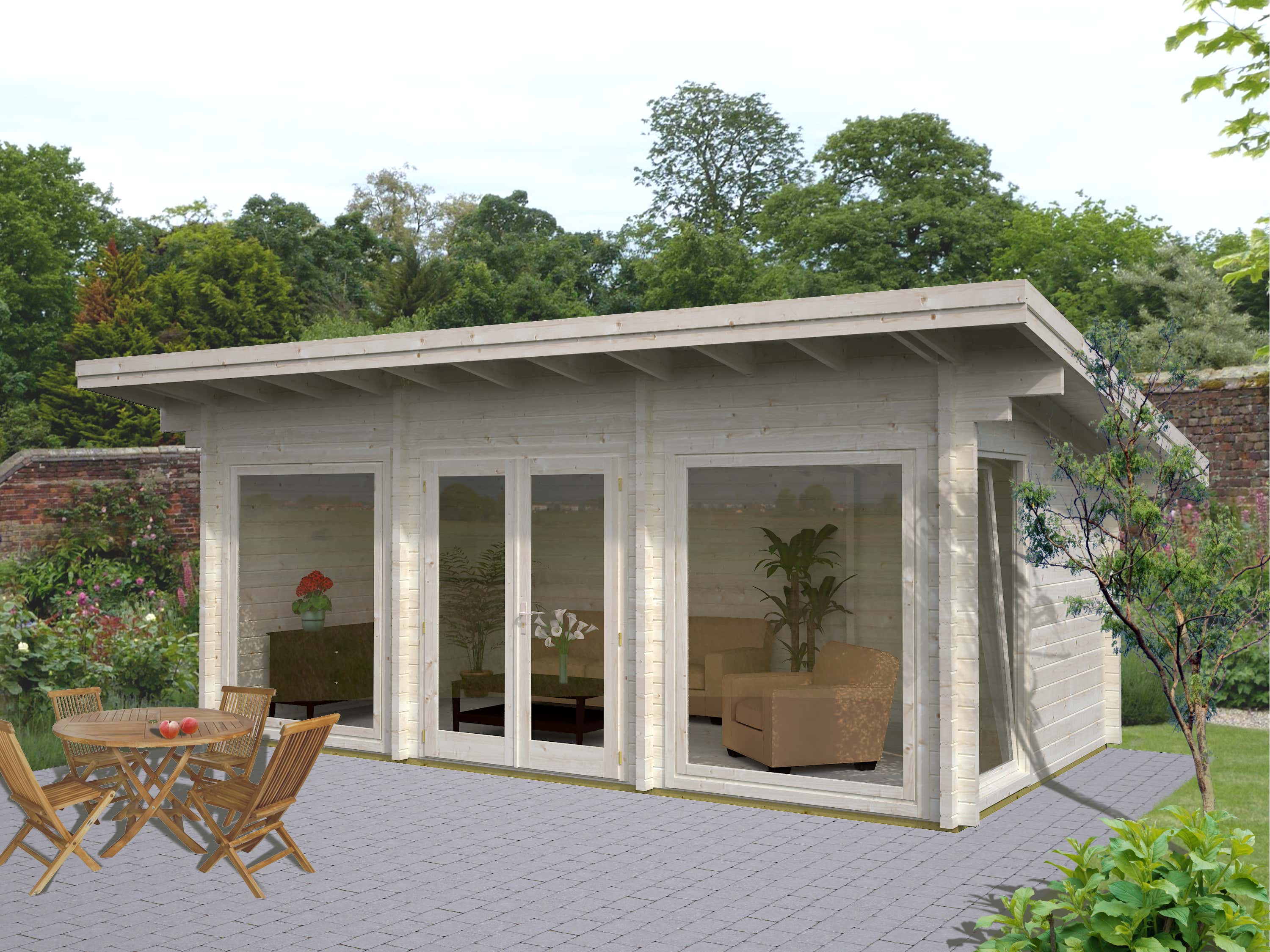 Gartenhaus Palmako Heidi 19,7 m² inkl. Fußboden 748 x 450 cm natur