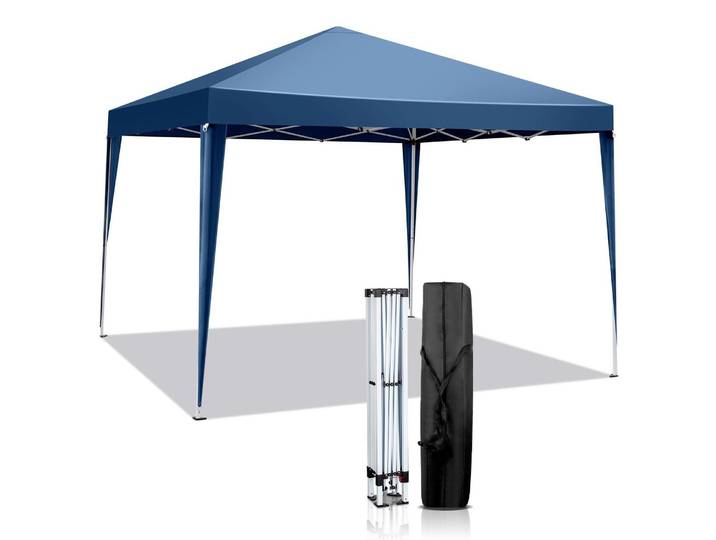 Pop-up Faltpavillon 3x3m, Wasserdicht, Stahlrahmen, Höhenverstellbar, UV Schutz 50+, Blau