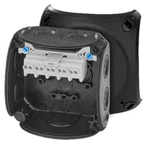 Hensel aansluitdoos zwart met schroefdraadverbindingen B/D/H: 93 x 93 x 62 mm, IP66