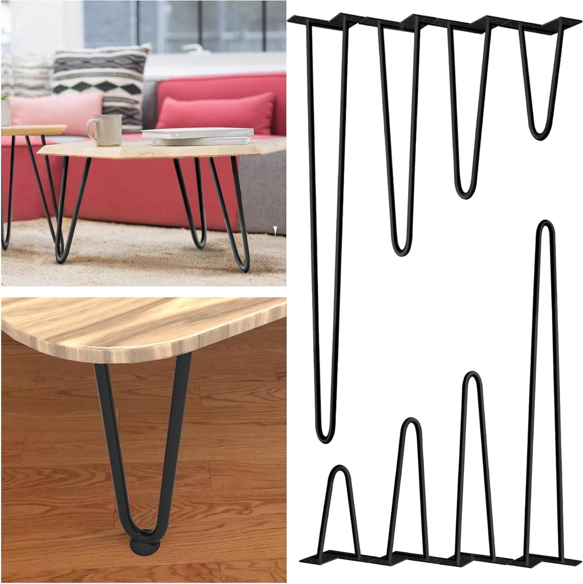 Tafelpoten Set Zwart Meubelonderstel Hoogte: 15 cm