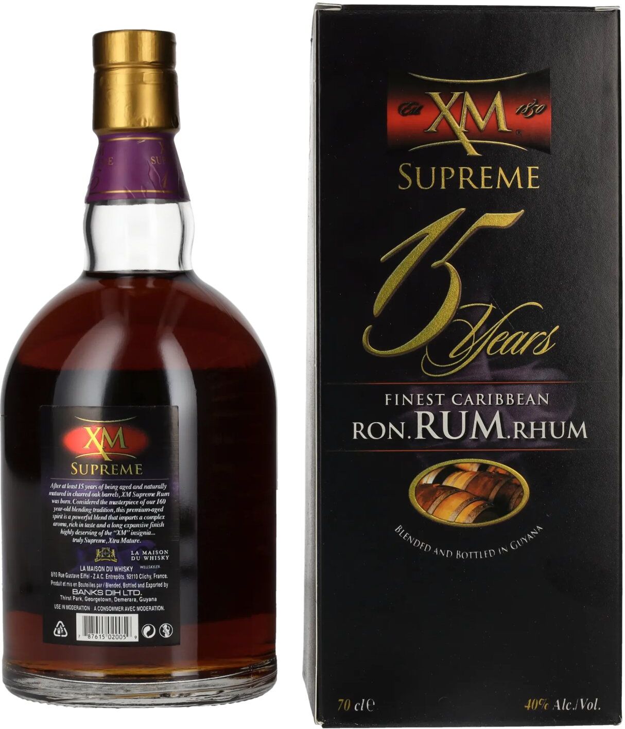 XM Royal Rum XM SUPREME 15 Years Old Finest Caribbean Rum 40% Vol. 0,7l in Geschenkbox