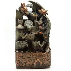 Tabletop Water Feature - 35cm - Dragons, Crystal Ball & Water Wheel
