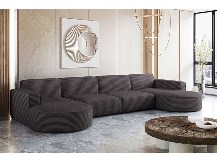 Kaiser Möbel Ecksofa Designer MODENA U XL stoff Dicker cord Poso, Viele Farben, praktisch und komfortabel