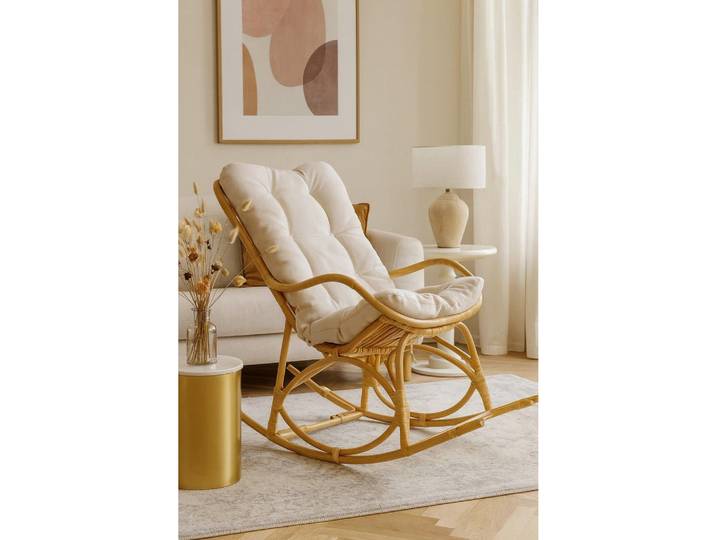 Mid.you Schaukelstuhl, Natur, Rattan, massiv, Uni, Füllung: Vlies, 65x96x122 cm, Relaxfunktion, Schaukelfunktion, inklusive Armlehnen, Wohnzimmer, Sessel, Schaukelstühle