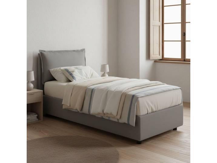 Lit simple haut Talamo Italia en tissu gris
