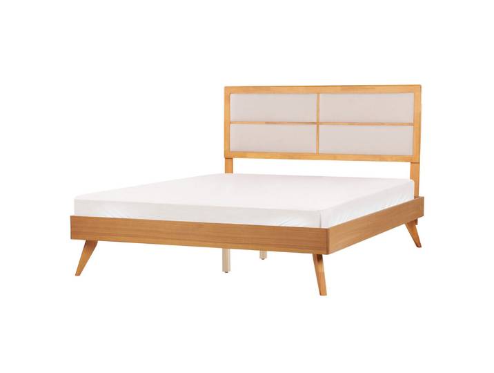 Beliani Bett mit Lattenrost 160/200 cm Hellbraun Poissy, Hellbraun, Beige, 160x200 cm, Schlafzimmer, Betten