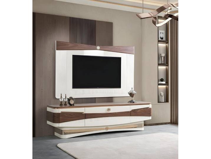 Xlmoebel TV-Schrank XLMOEBEL TV-Ständer aus Holz im modernen Design mit Holzverzierungen (1-St., TV-Ständer) Made in Europa