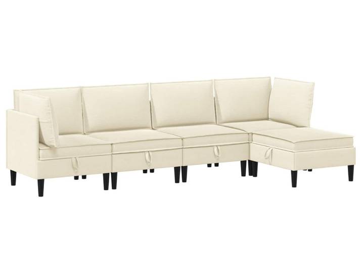 Ensemble de salon vidaXL 5 pièces\, tissu crème
