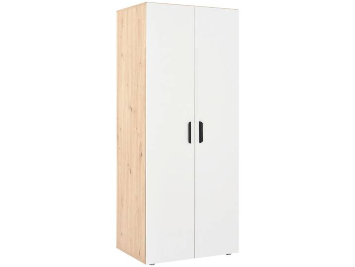 Drehtürenschrank 74cm Basic Two 2D Weiß/Eiche Artisan