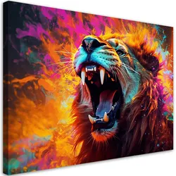 WANDBILD löwe brüllen abstrakt