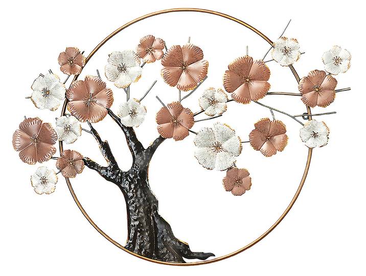 Wanddekoobjekt LOCKER Wandbild CHERRY BLOSSOM , rosa, B:101cm H:6cm T:72cm, Metall, Wanddekoobjekte, Wanddekoobjekt