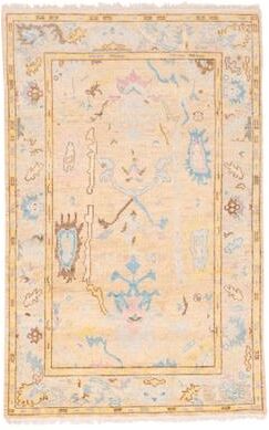 ECARPETGALLERY Hand-knotted Modern Oushak Tan Wool Rug - 4'0 x 6'2