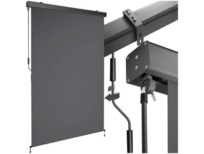 Store banne verticale ELOISE avec 2 supports muraux - 120 x 250 cm, gris foncé