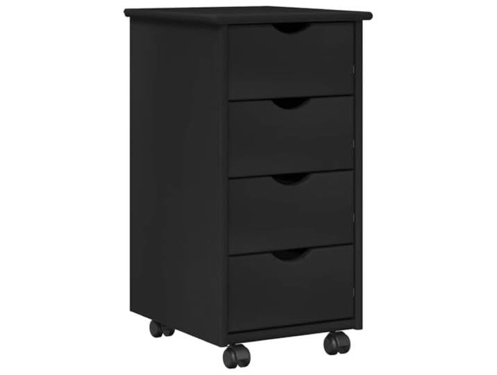 GFEROMRF Rollschrank Mit Rad Schwarz 34 x 39 x 65,5 cm Massivholz Kiefer Massivholz Kiefer, mattes Finish, versenkte Griffe, 4 Rollen, pflegeleichte Oberfläche